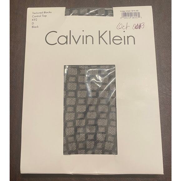 Calvin Klein Other - Vintage Calvin Klein Textured Blocks Control Top Tights K92 Size D Black NIP